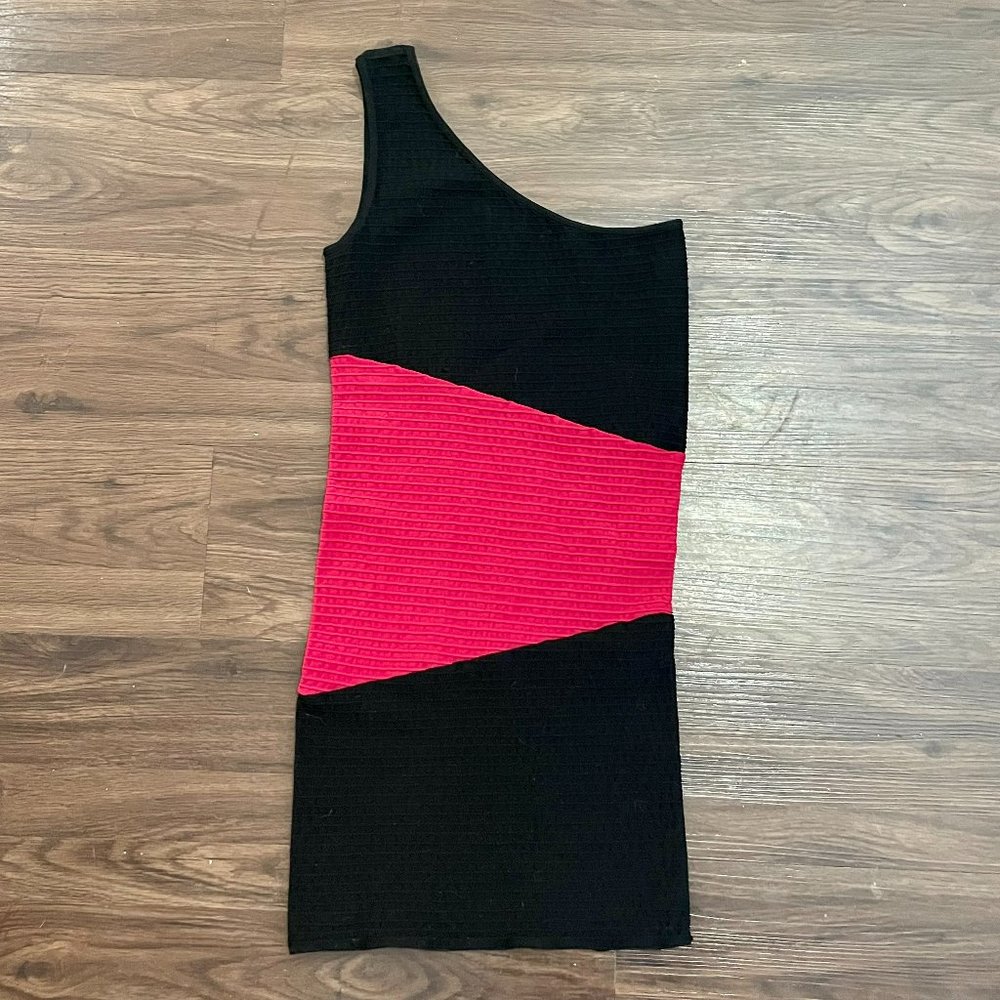 Bebe One Shoulder Ribbed Dress Size Small - Picture 2 of 4